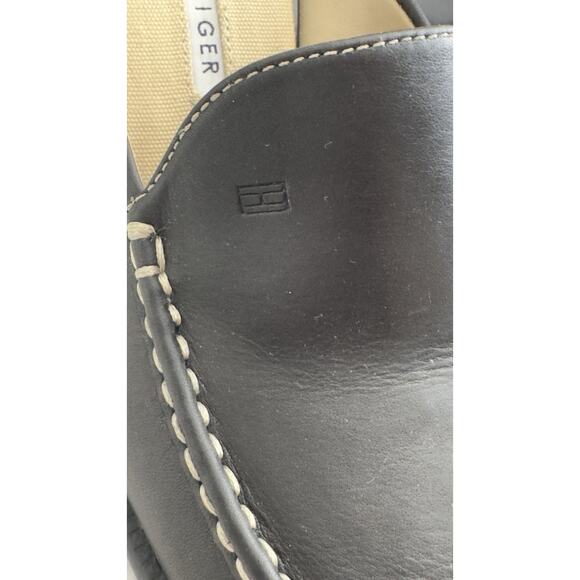 Vintage Y2K Tommy Hilfiger SlipOn Black Leather Chunky Block Heel Shoes W/Box 7M - Picture 6 of 9
